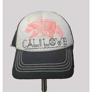California Love Bear Billabong Novelty Hat Cap Snapback Black Mesh